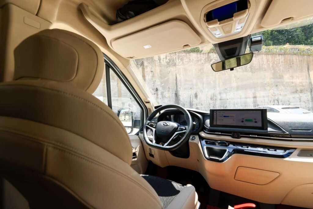 9-seater van front interior for private tours in Chongqing