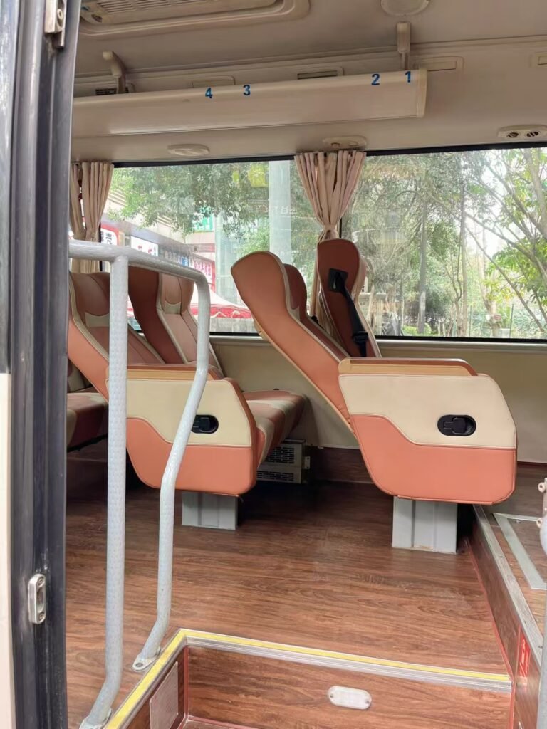 Passenger entrance of a 19-seater private minibus in Chongqing