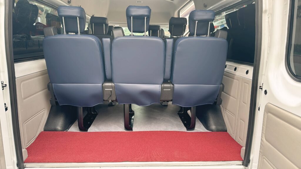 Rear passenger seats in a 9-seater private van