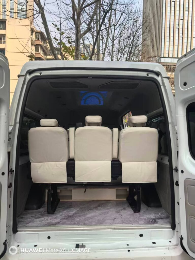 Rear seats and cargo area of a 9-seater private van