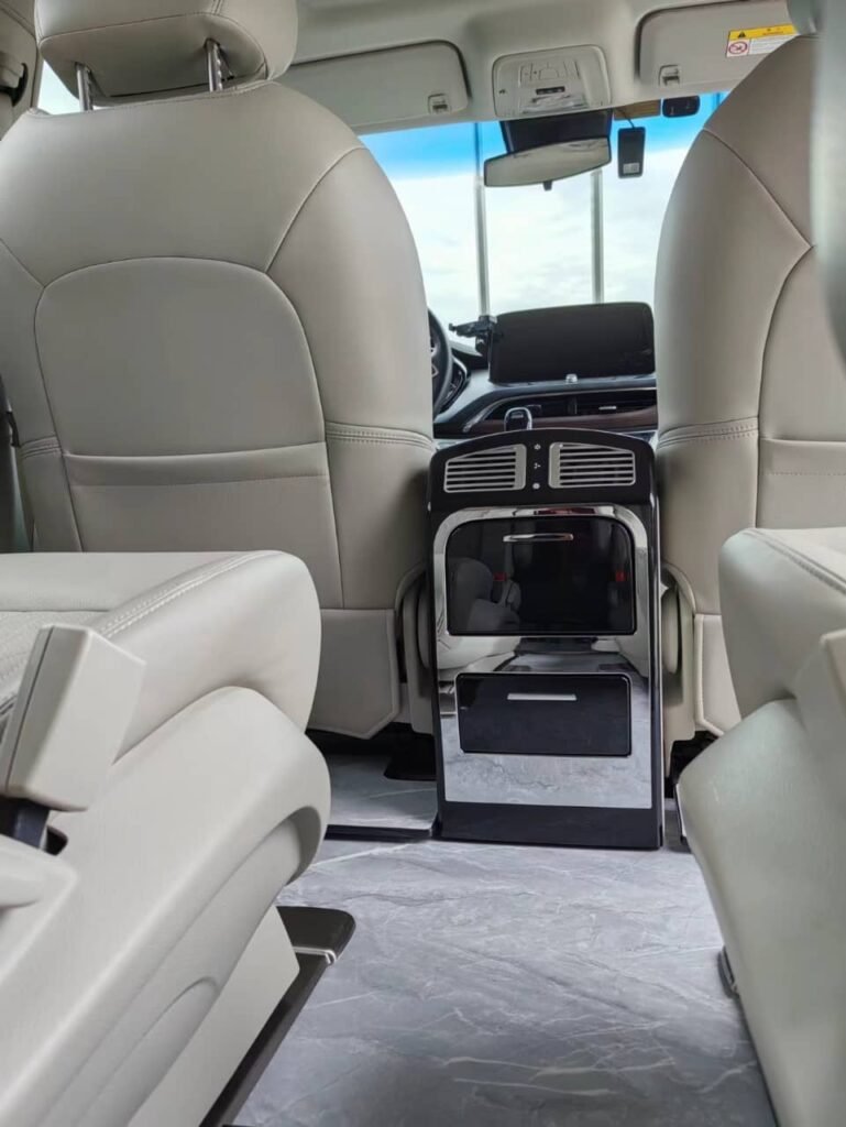 Spacious interior of a 7-seater private car with driver in Chongqing